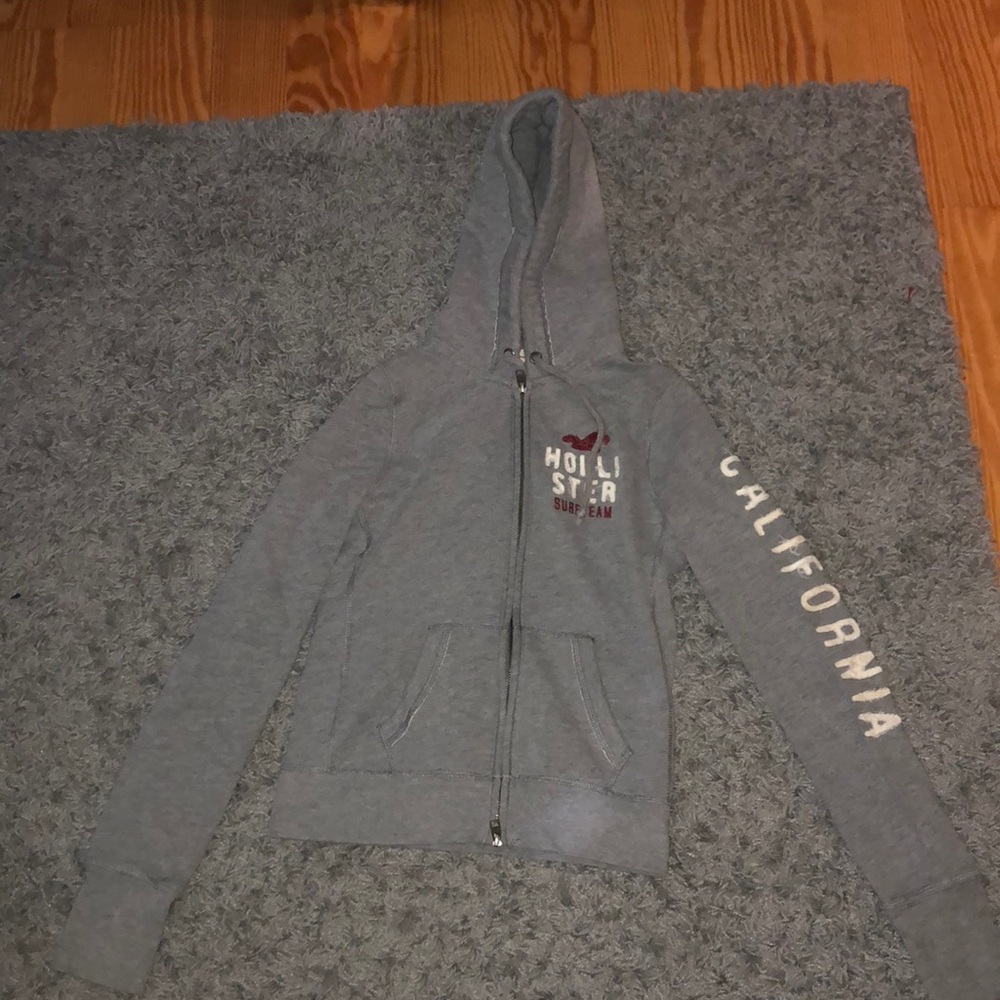 Hollister zip up gray jacket